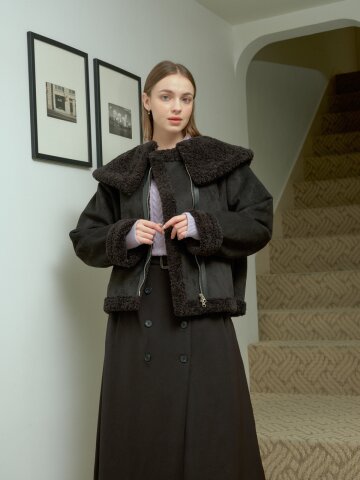 투웨이 빅 카라 무스탕 블랙 [T34]