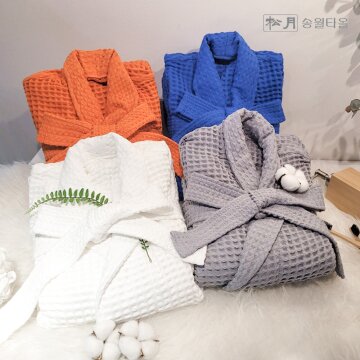 송월타올 와플 레이어 샤워 목욕 가운 로브-XL