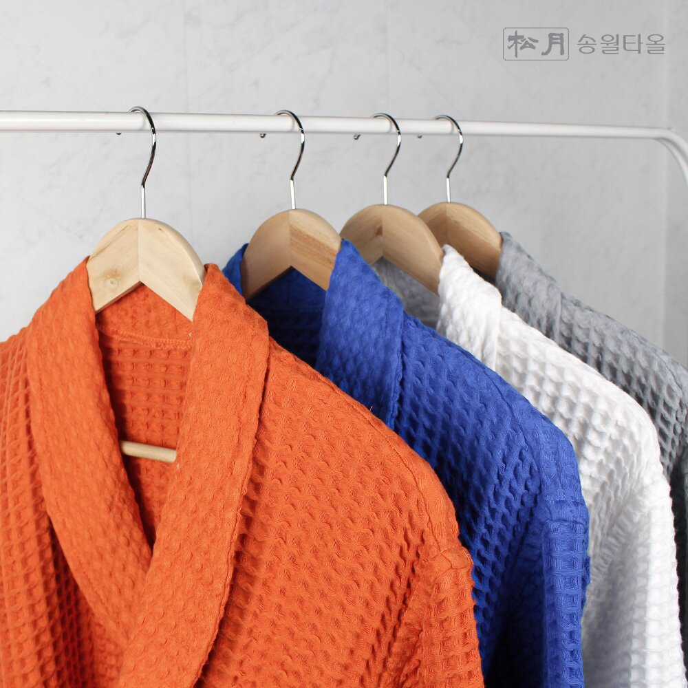 송월타올 와플 레이어 샤워 목욕 가운 로브-XL