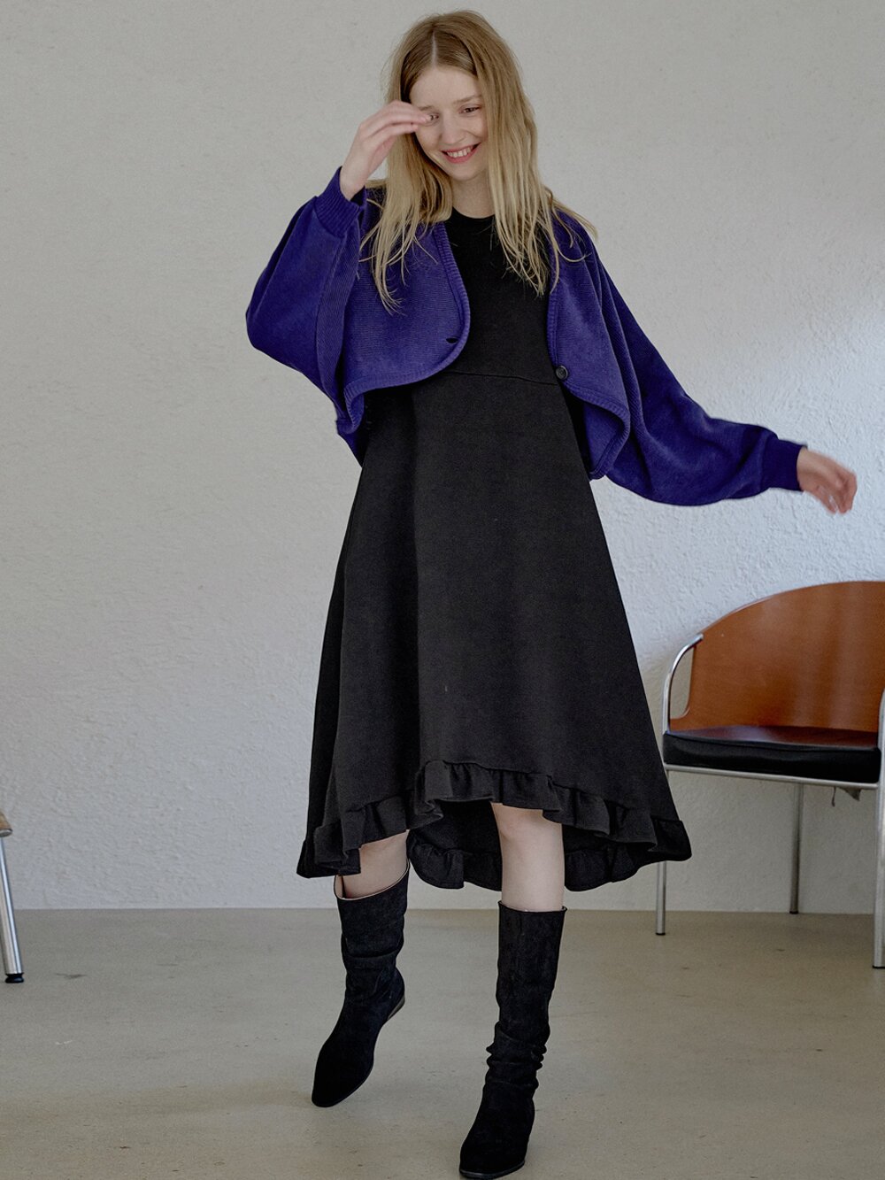 Bolero Oversized Knit Cardigan - VIOLET