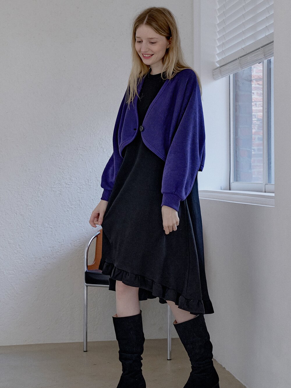 Bolero Oversized Knit Cardigan - VIOLET
