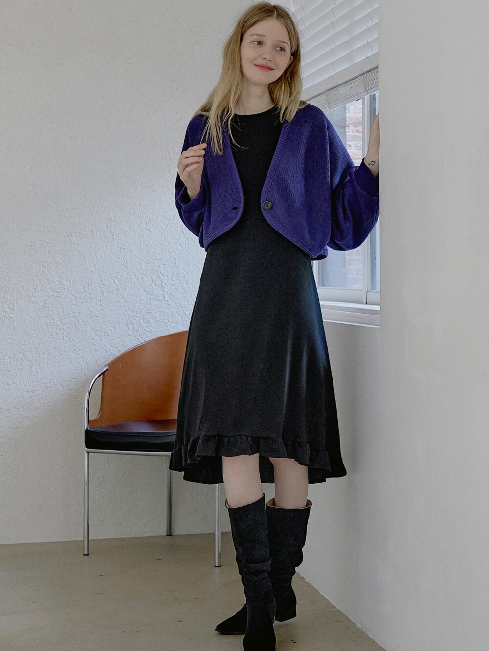 Bolero Oversized Knit Cardigan - VIOLET