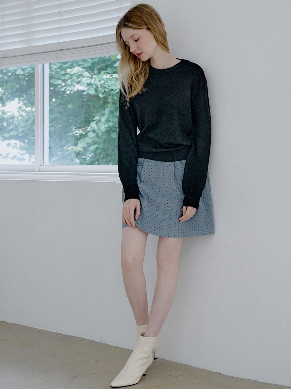 Dot Volume Mini Skirt - BLUE