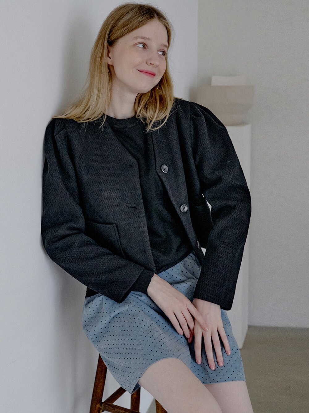 Dot Volume Mini Skirt - BLUE