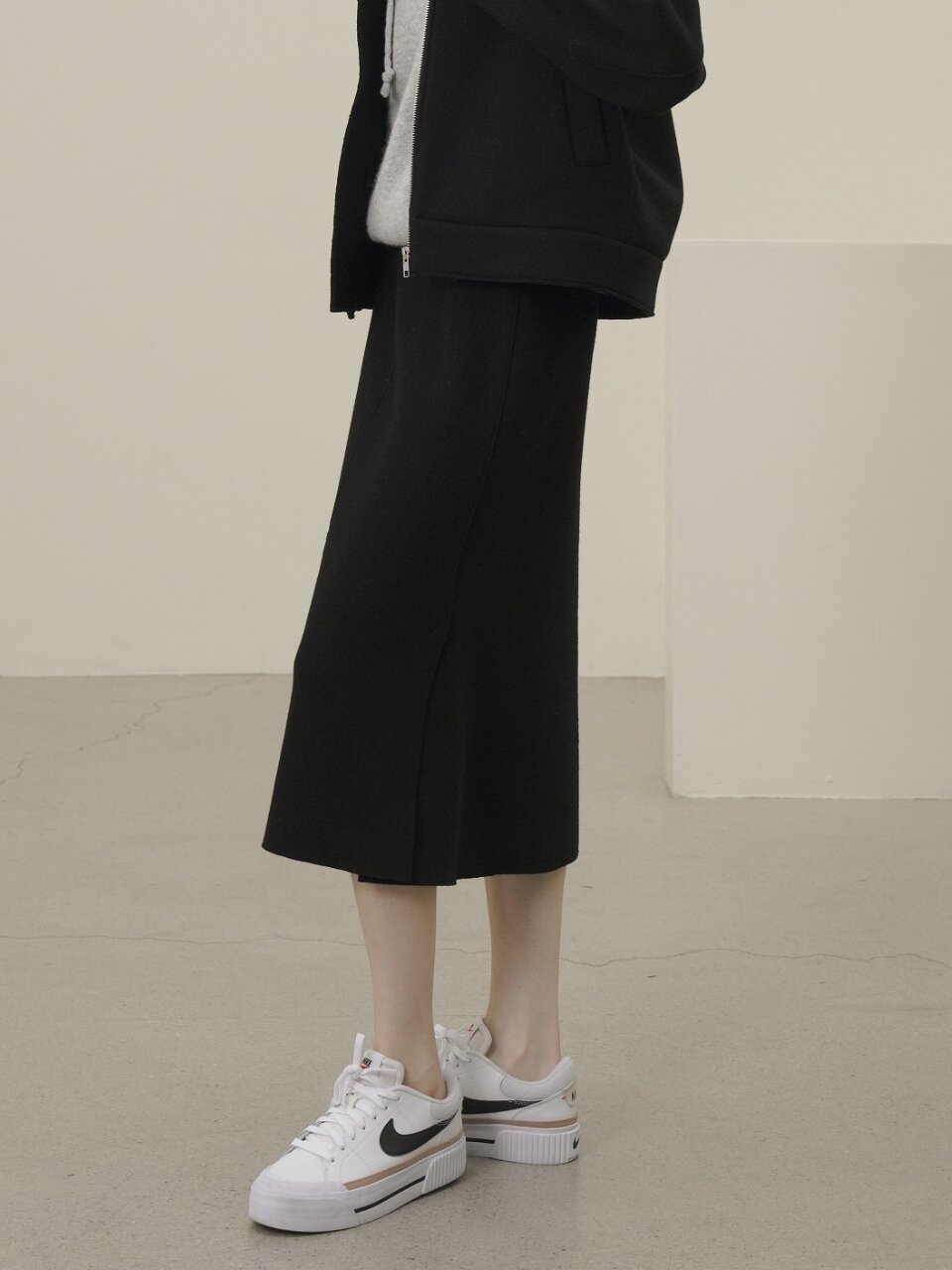Knitted Wool Mermaid Skirt _Black