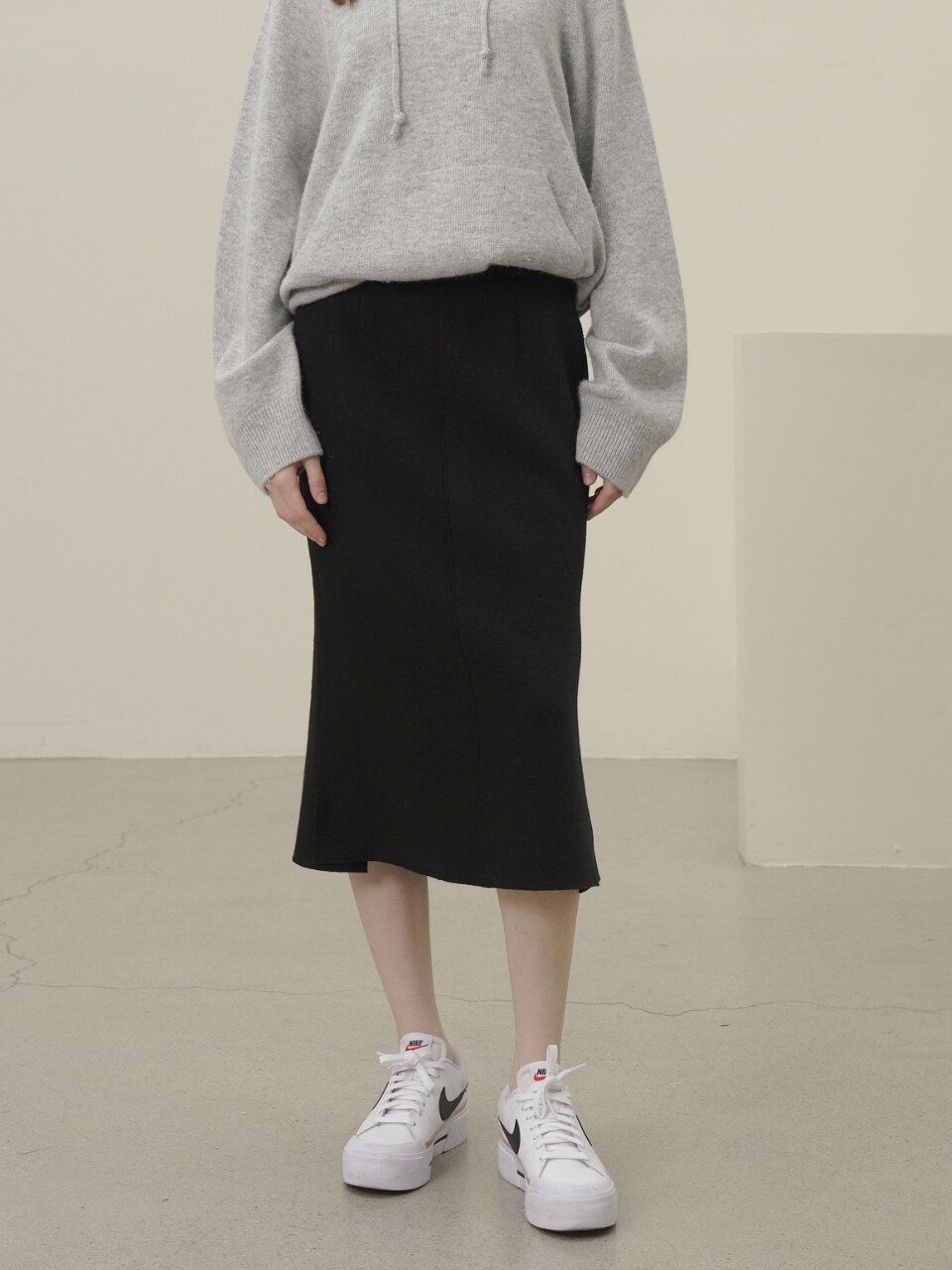 Knitted Wool Mermaid Skirt _Black