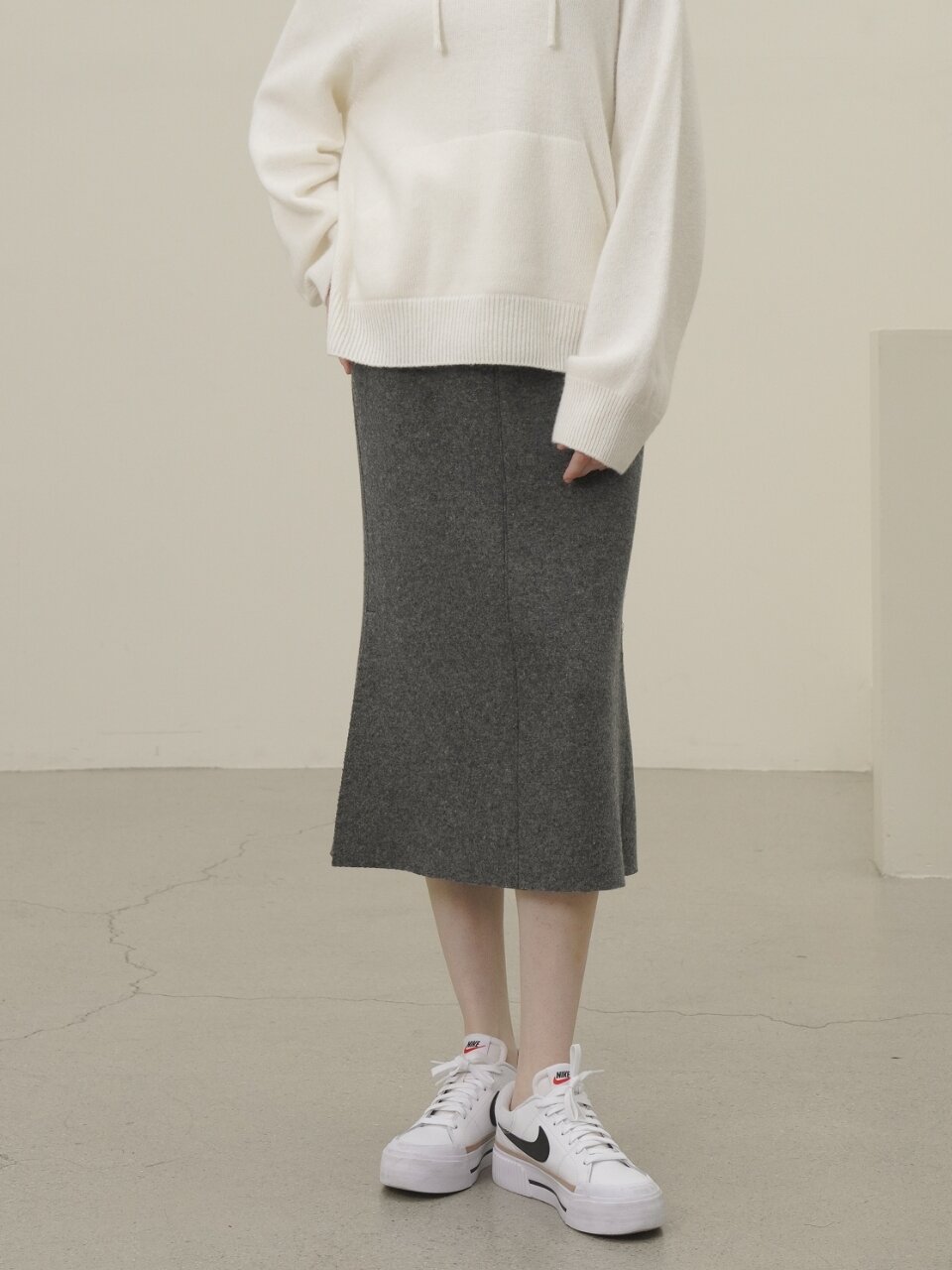Knitted Wool Mermaid Skirt _Grey