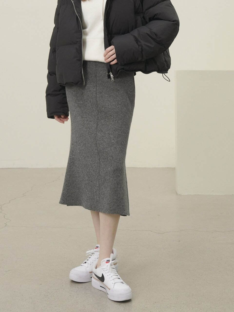 Knitted Wool Mermaid Skirt _Grey