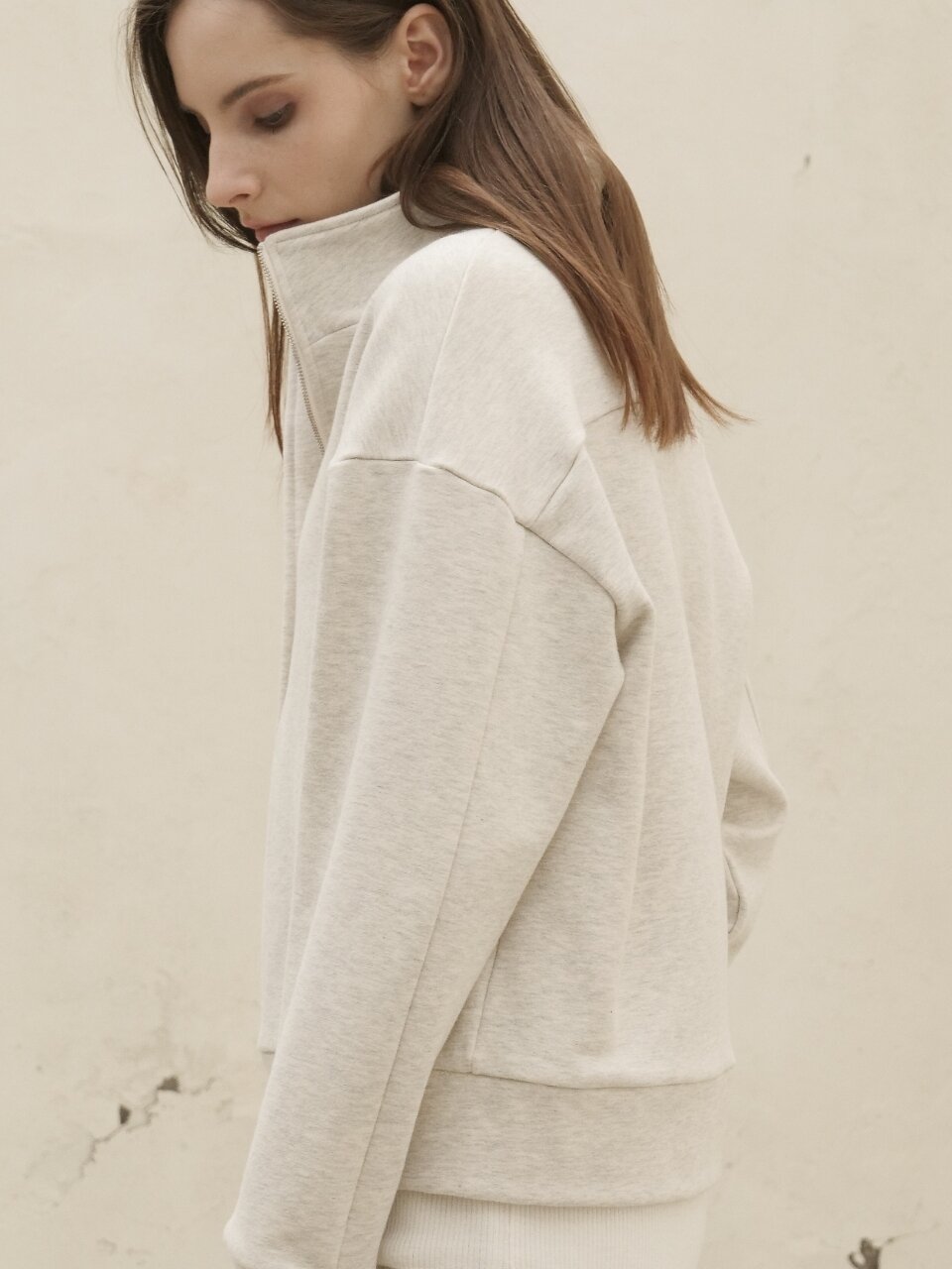 Terry Zip-up Sweatshirt _Ivory
