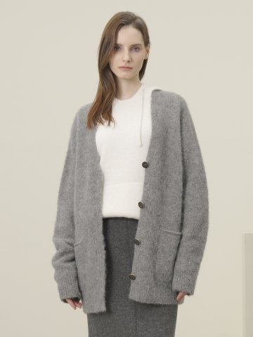 Suri Alpaca Heavy Cardigan _Grey