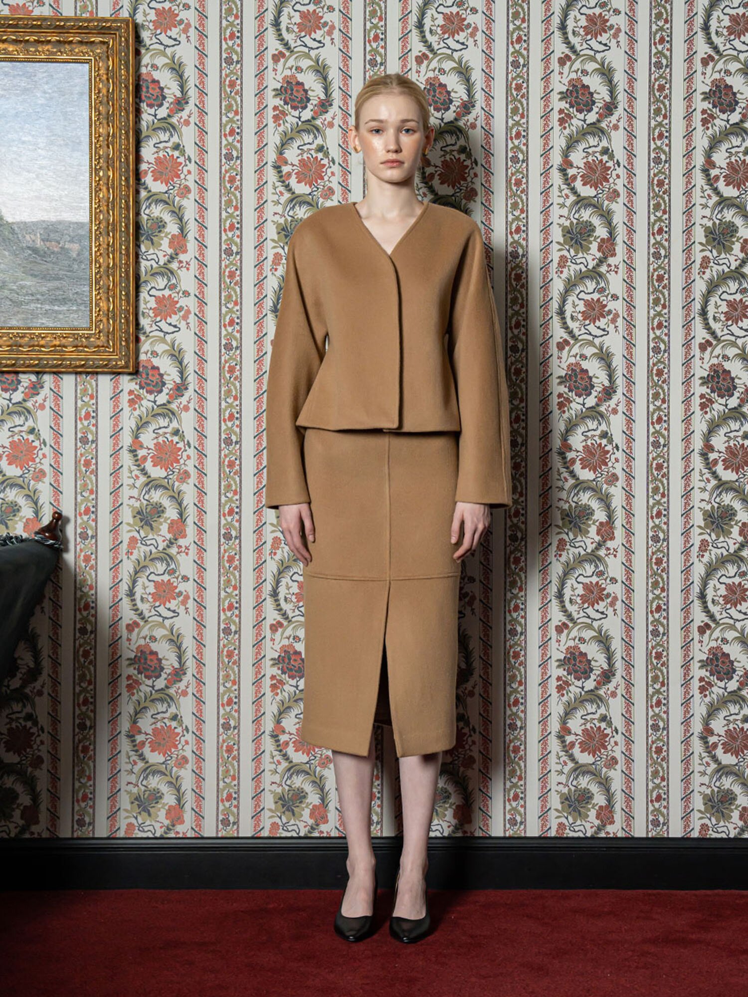 CASHMERE DORMAN DRAPE TWO PIECE _ CAMEL
