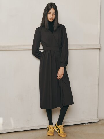 AR_Waistline ribbon v-neck dress