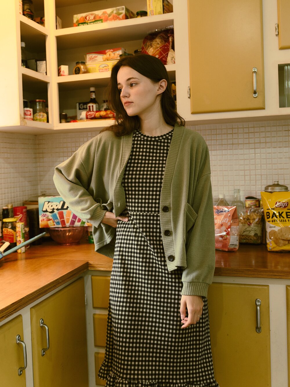 Overfit Basic Knit Cardigan - Khaki