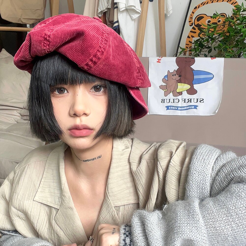 CARA PARK 코듀로이 뉴스보이캡 C4 레드
