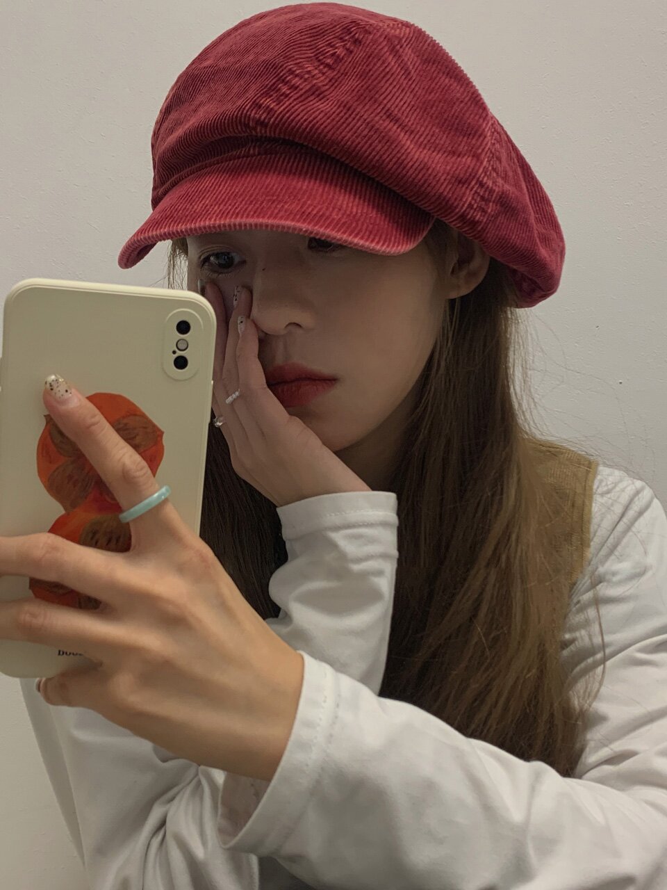 CARA PARK 코듀로이 뉴스보이캡 C4 레드