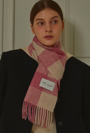 [기프트박스]_패턴 버진울 머플러_핑크