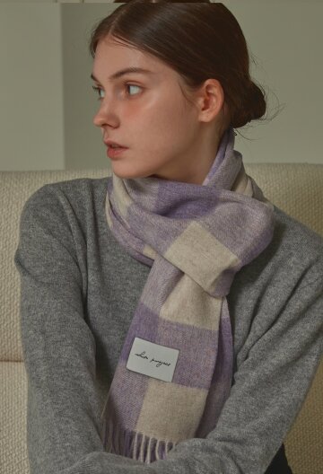 [기프트박스]_패턴 버진울 머플러_퍼플