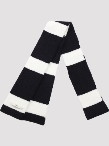 Wool Stripe Muffler_Navy