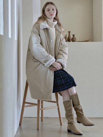 [4차리오더]  Safari Fur Long Padding Jumper - BEIGE