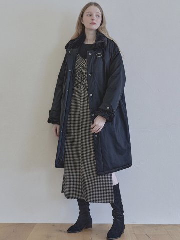 Safari Fur Long Padding Jumper - BLACK