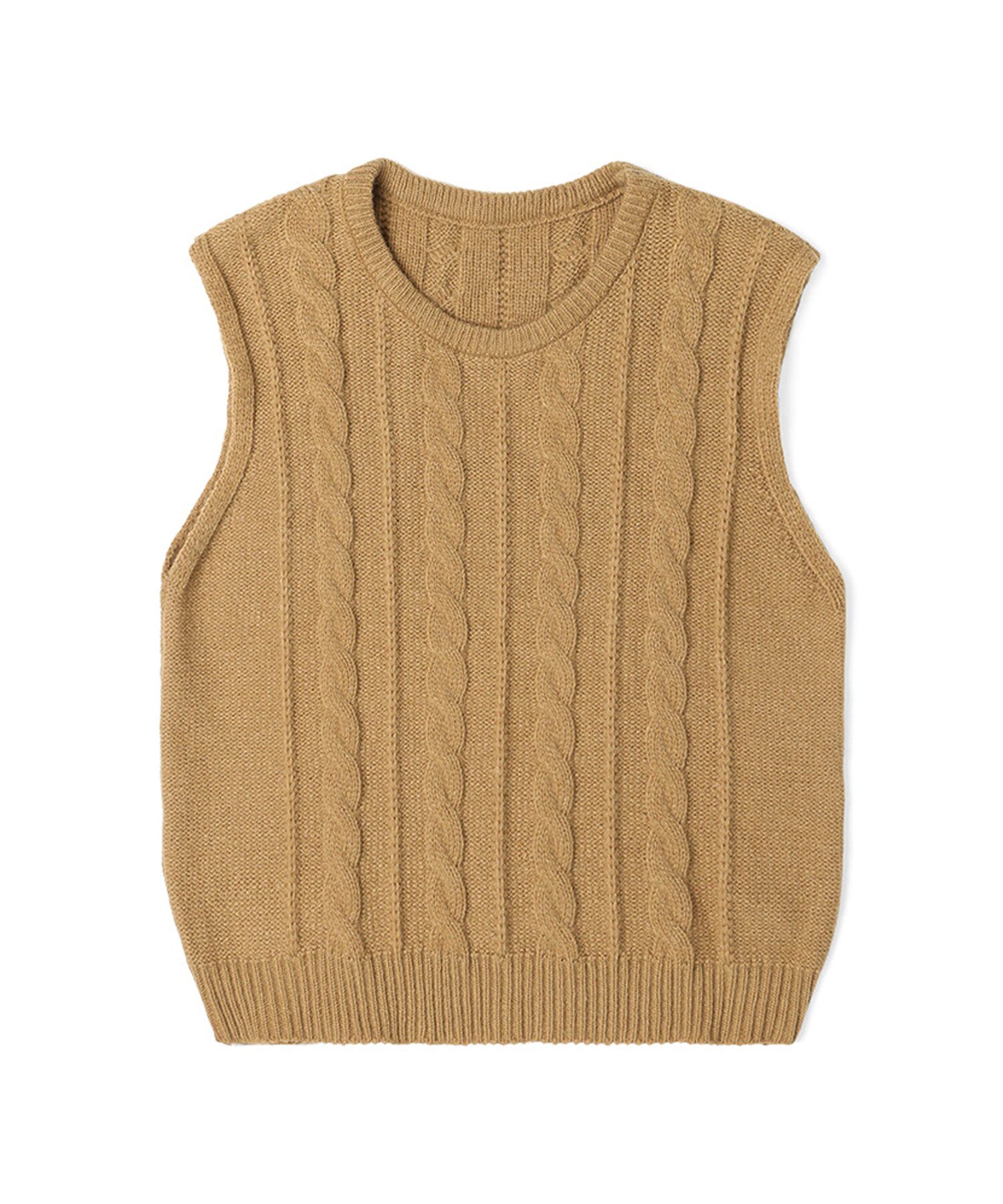 23 FW 여성 케이블 베스트 (BROWN)