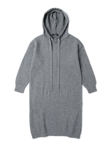 23FW 여성 후드 롱 니트 원피스 (GREY)