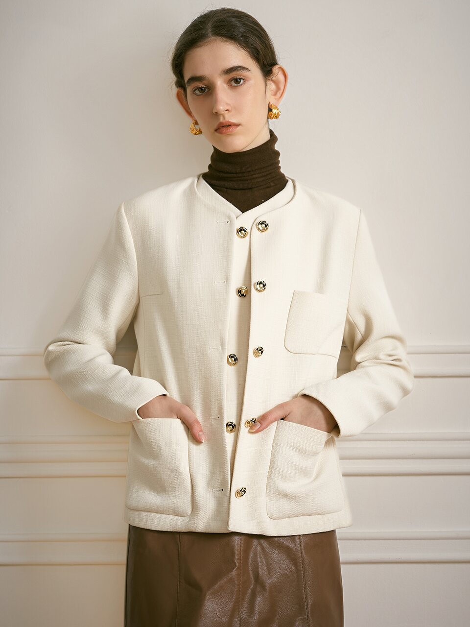 YY_Fragrance vest tweed two-piece set