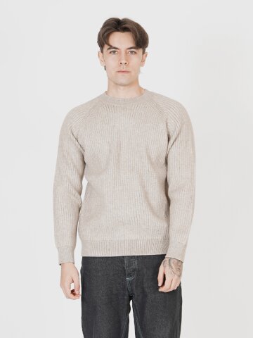 Hazzy Ribbed Raglan Knit (Beige)