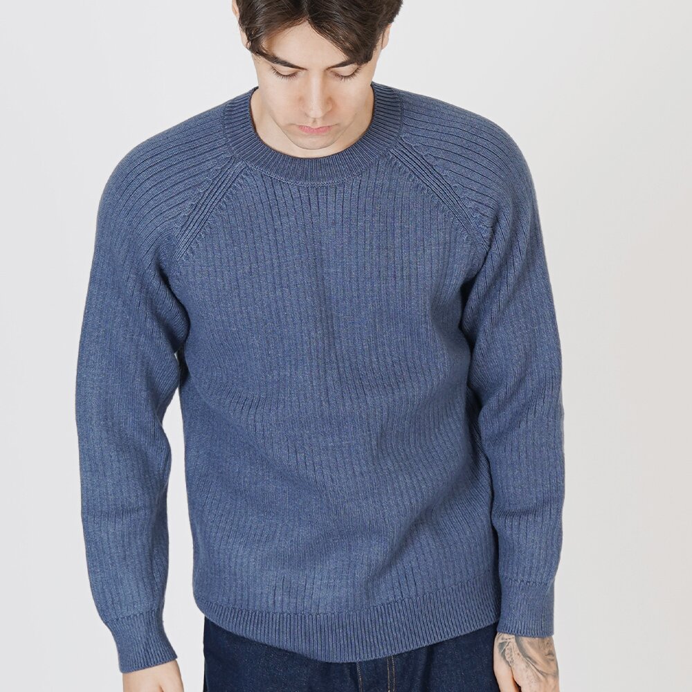 Hazzy Ribbed Raglan Knit (Blue)