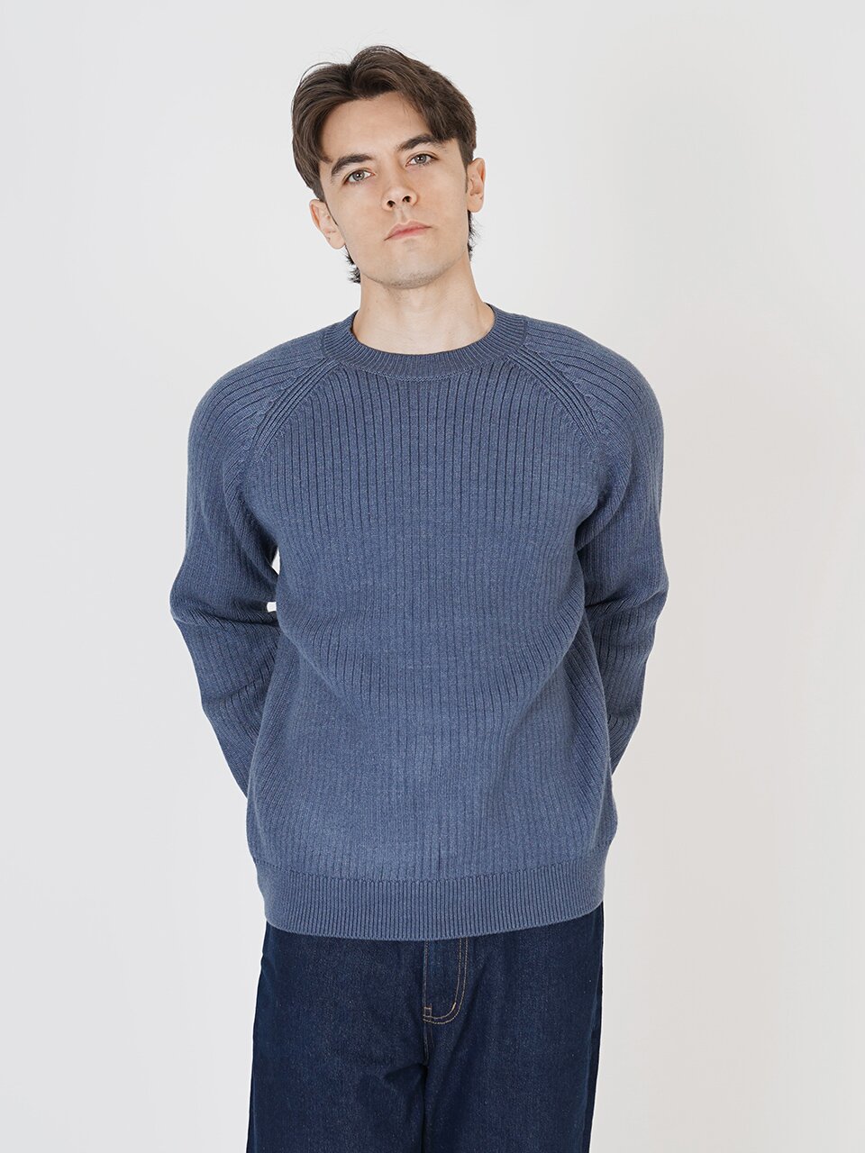 Hazzy Ribbed Raglan Knit (Blue)