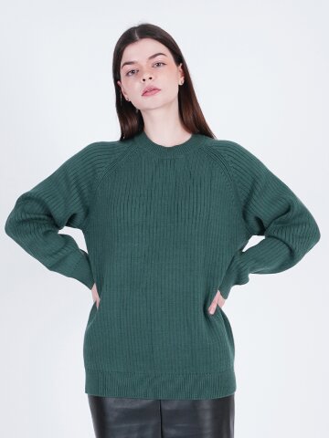 Hazzy Ribbed Raglan Knit (Green)