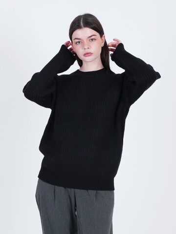 Hazzy Ribbed Raglan Knit (Black)