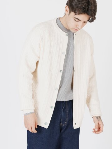 Silket Cable Round-neck Cardigan (Ivory)