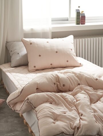 릴리 모달100% 베어자수 차렵이불(S) 피치핑크부드러운 촉감의 귀여운 베어자수가 포인트