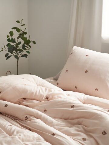 릴리 모달100% 베어자수 베개커버(50×70CM) 피치핑크부드러운 촉감의 자수베개커버