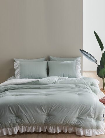 에비앙 면60수 고밀도바이오워싱 피그먼트 프릴차렵이불(Q) 고밀도 바이오워싱의 톡톡한 소재감민트