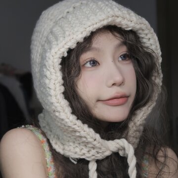 꽈배기 니트 후드 보닛햇 아이보리