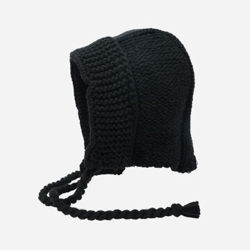 꽈배기 니트 후드 보닛햇 블랙