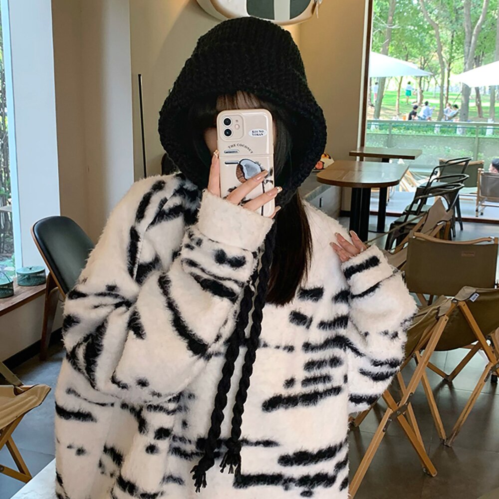 꽈배기 니트 후드 보닛햇 블랙