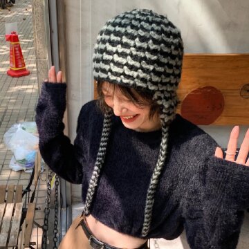 패턴 트루퍼 니트 보닛햇 그레이