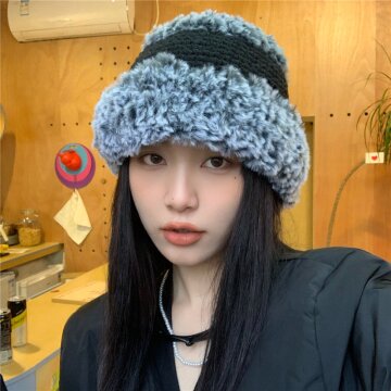 앙고라 밴드 버킷햇 블랙