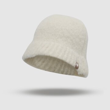 더캡 라벨포인트 부클 버킷햇 화이트