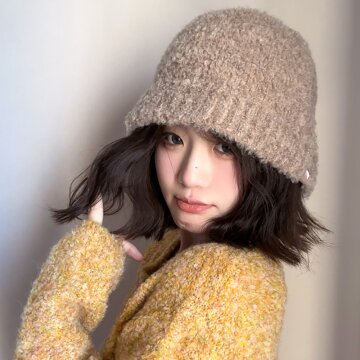 더캡 라벨포인트 부클 버킷햇 오트밀