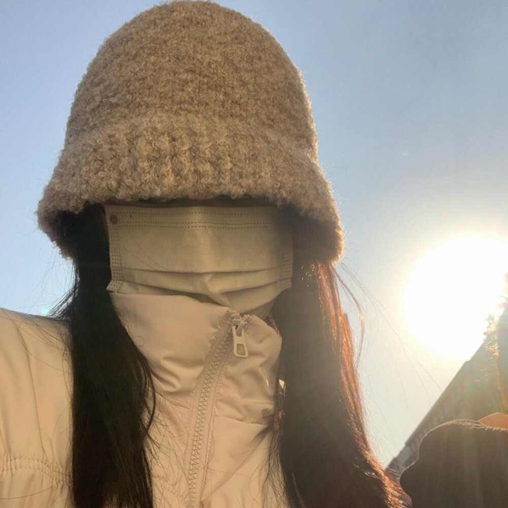 더캡 라벨포인트 부클 버킷햇 오트밀