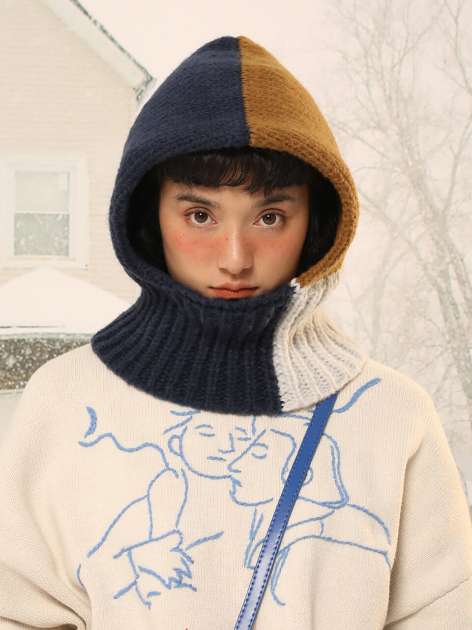 CARA PARK 울니트 바라클라바 23FW 네이비