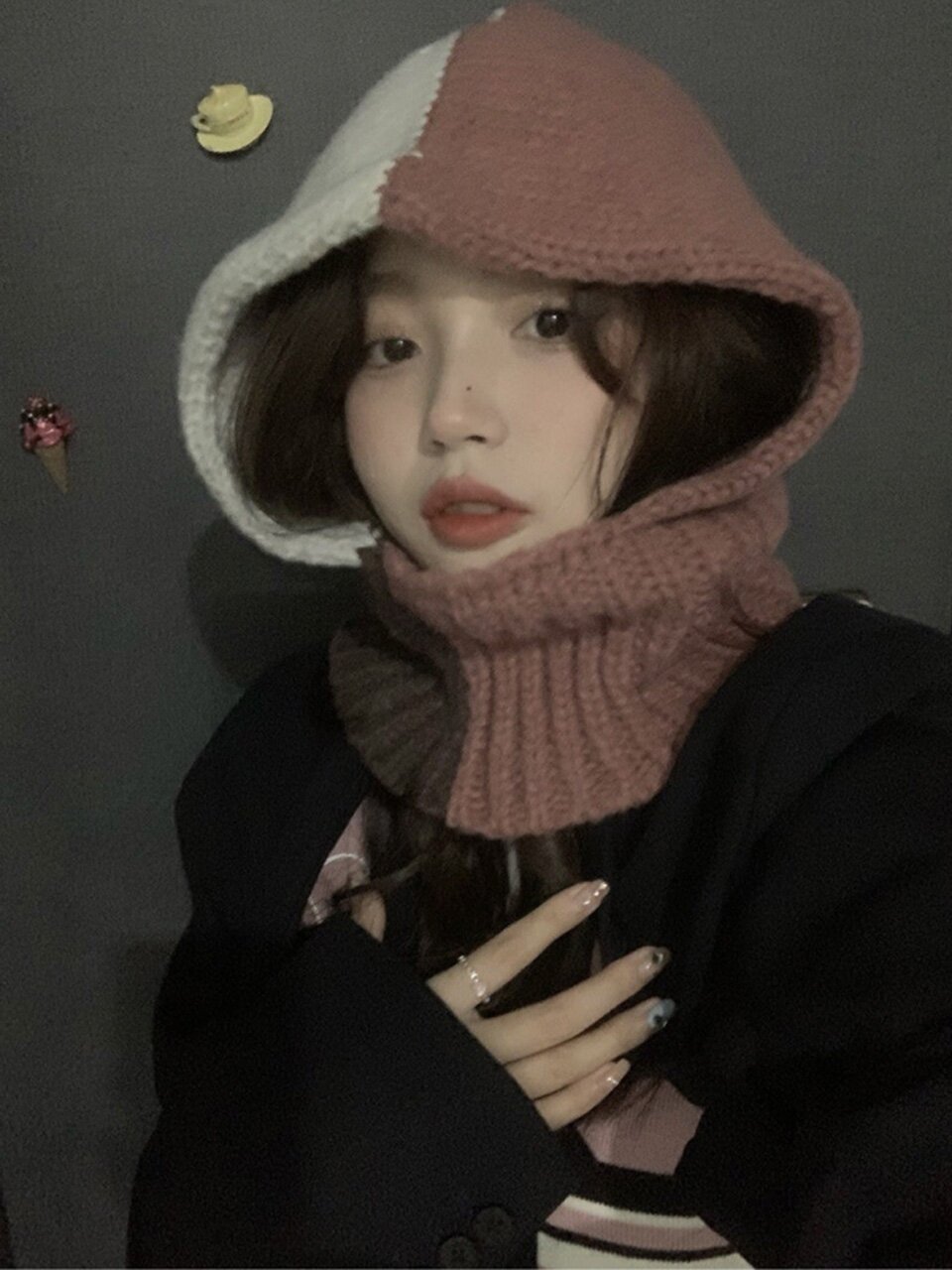 CARA PARK 울니트 바라클라바 23FW 핑크