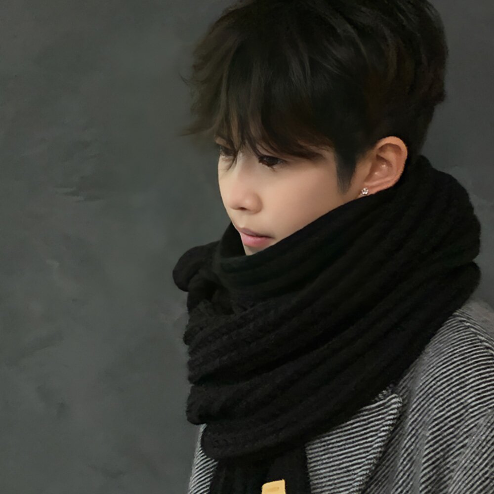 핸드메이드 니트 머플러 블랙