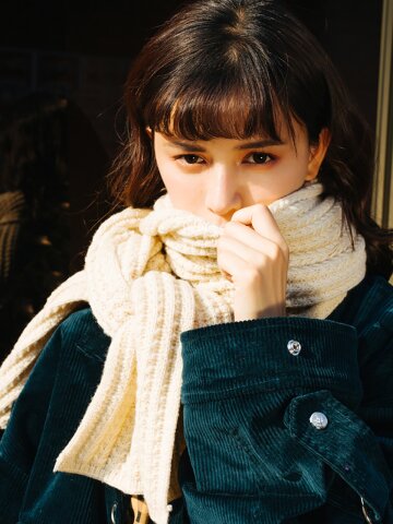 핸드메이드 니트 머플러 아이보리