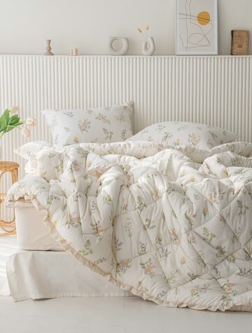 로미오 소프트 세미마이크로   프릴  차렵이불 사계절(Q)  베이지소프트하고 가벼운 촉감의  소재화사한 프릴 디테일