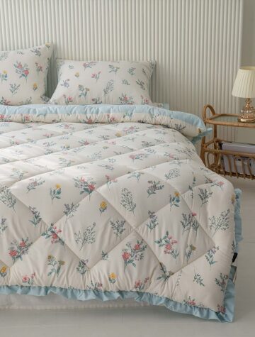 로미오 소프트 세미마이크로   프릴  차렵이불 사계절(Q) 블루소프트하고 가벼운 촉감의  소재화사한 프릴 디테일